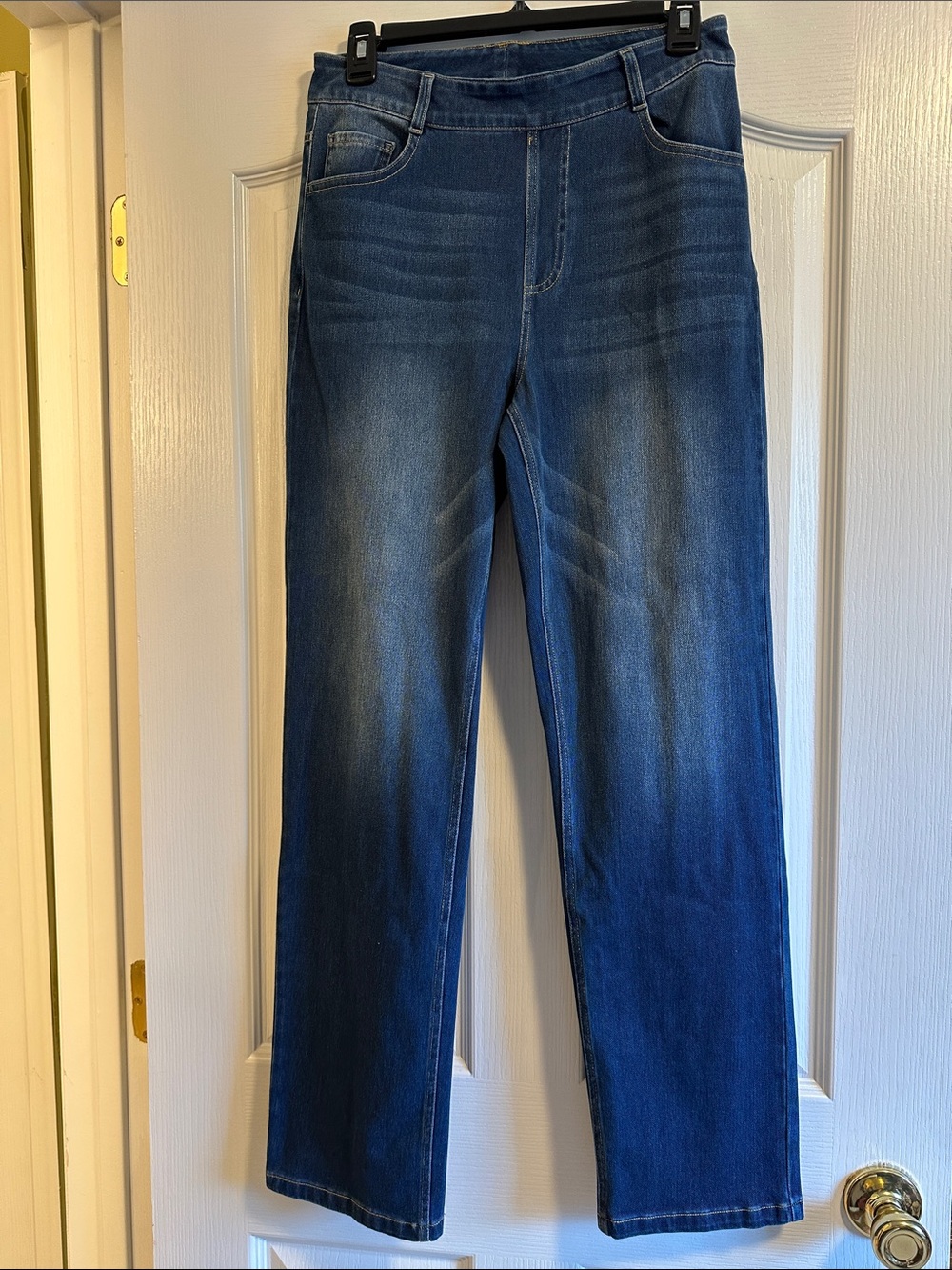 HALARA straight leg Faux Denim Pants in Dark Blue